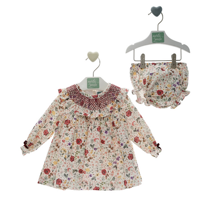Vestido floral com tapa fraldas "Greta" - Marta y Paula