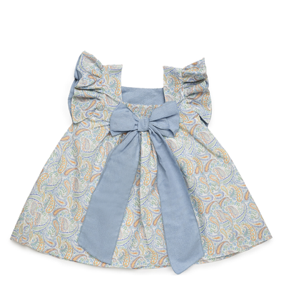 Vestido Bebé Estampado Paisley com Folhos e Laço nas Costas - Juliana