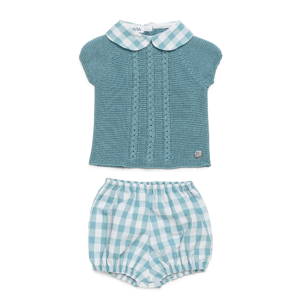Conjunto de bebé em malha e xadrez - Juliana