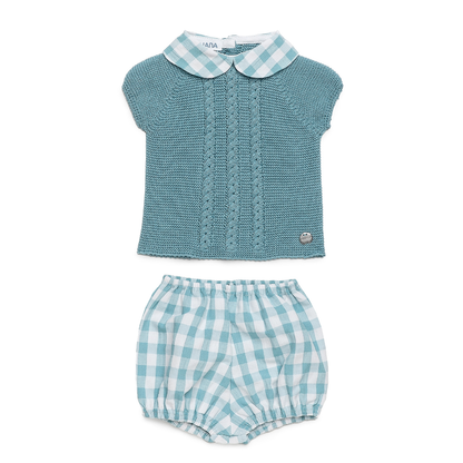 Conjunto de bebé em malha e xadrez - Juliana