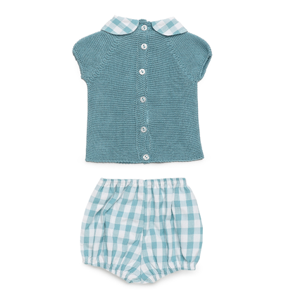 Conjunto de bebé em malha e xadrez - Juliana