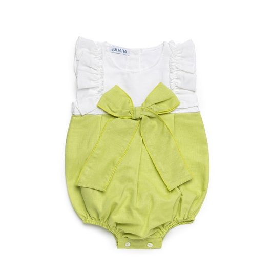 Fofo bebé verde lima e branco com laço - Juliana