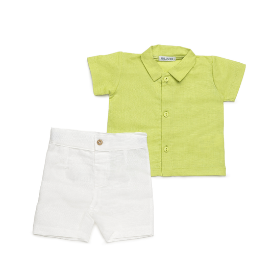 Conjunto verde lima com calção branco - Juliana