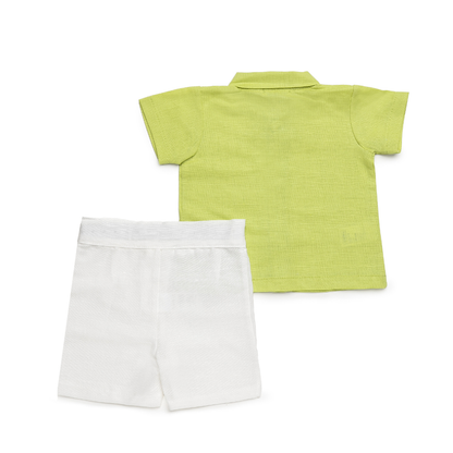 Conjunto verde lima com calção branco - Juliana