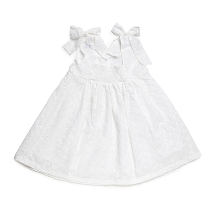 Vestido Branco Bordado com Laços - Juliana