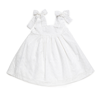 Vestido Branco Bordado com Laços - Juliana