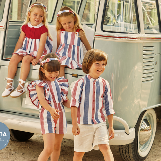 Conjunto Camisa às Riscas e Calções Brancos - Juliana