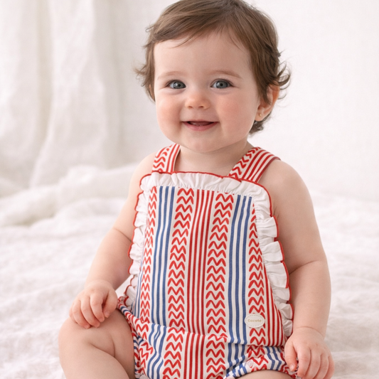 Fofo bebé às riscas vermelhas e azuis - Cocote