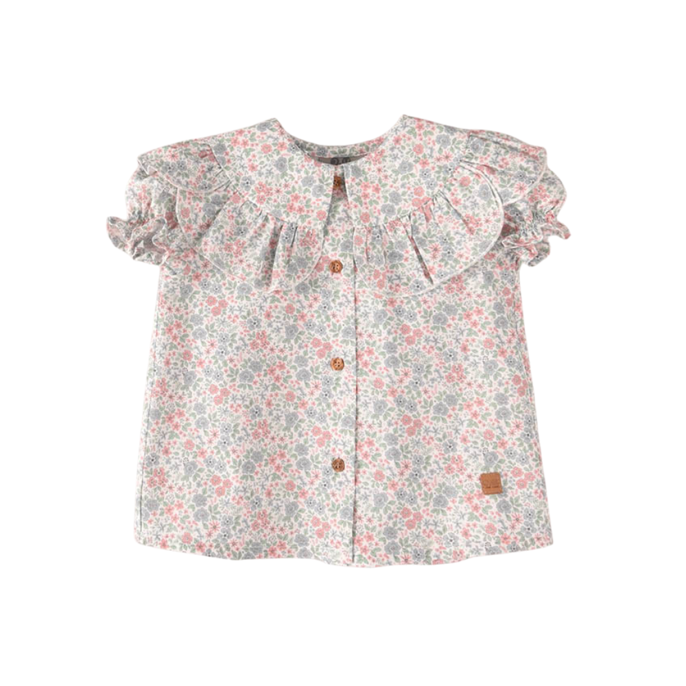 Blusa bebé floral com gola folho - José Varón