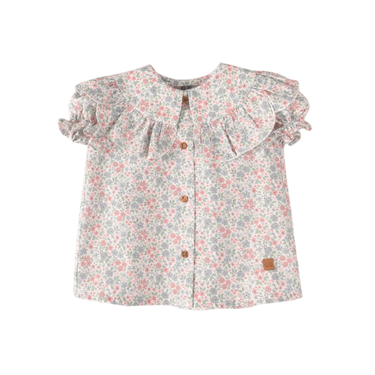 Blusa bebé floral com gola folho - José Varón