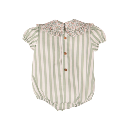 Fofo bebé riscas verdes com gola floral- José Varón