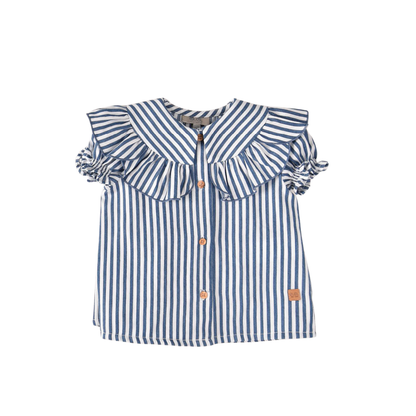 Camisa às riscas azuis com gola folho - José Varón