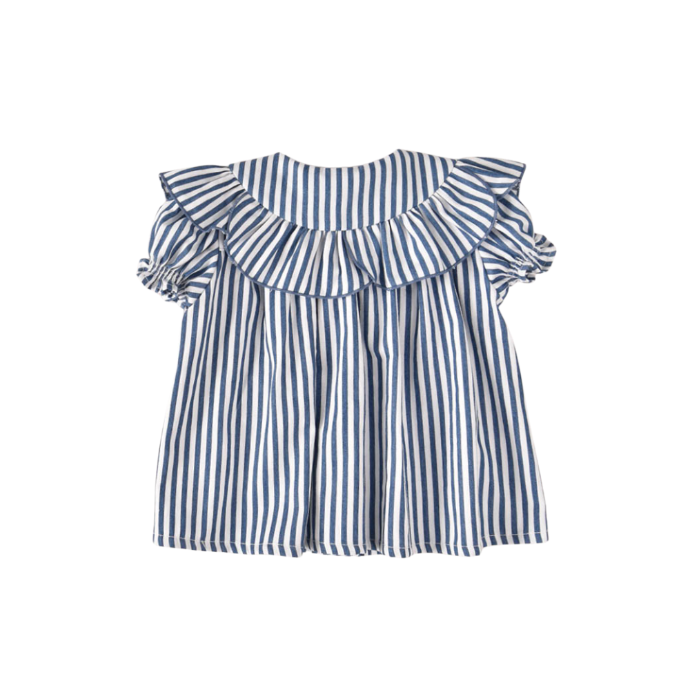 Camisa às riscas azuis com gola folho - José Varón