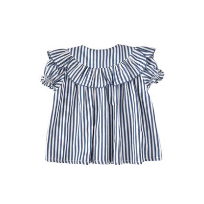 Camisa às riscas azuis com gola folho - José Varón