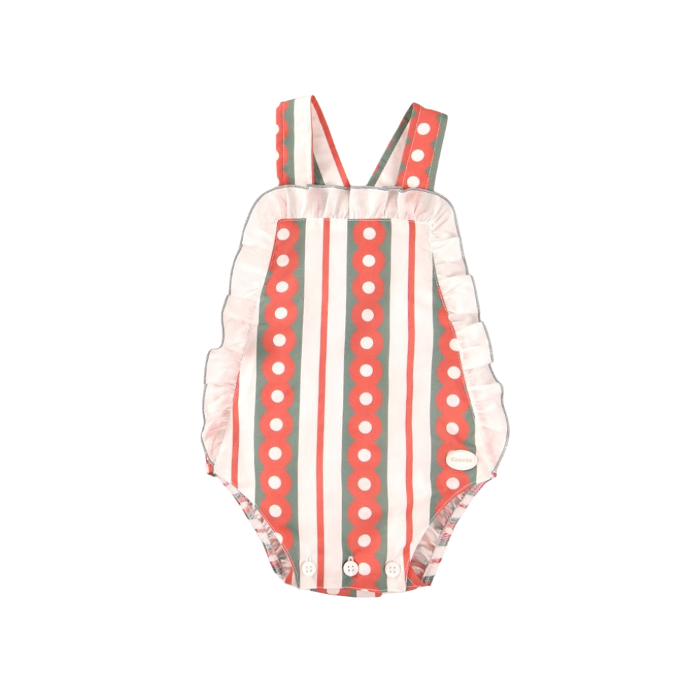 Fofo bebé riscas vermelhas com folhos - Cocote