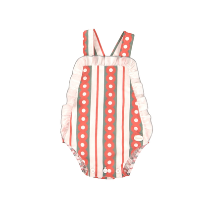 Fofo bebé riscas vermelhas com folhos - Cocote