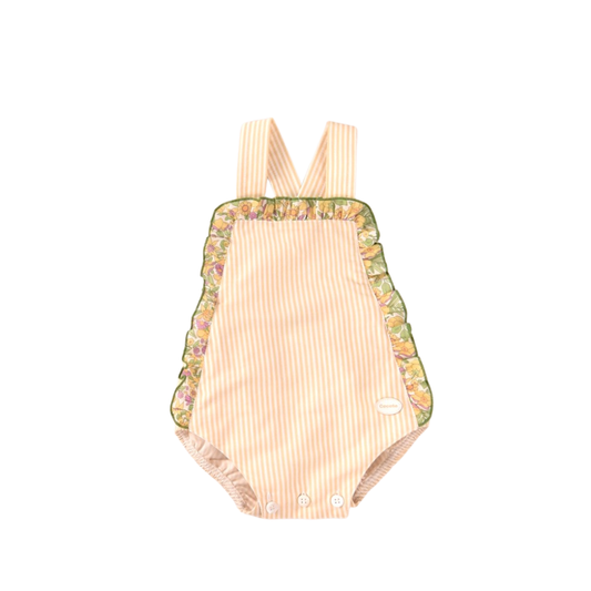 Fofo bebé riscas suaves com folho floral - Cocote