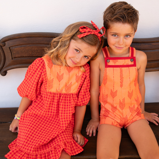 Jardineira laranja estampada - José Varón