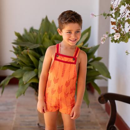 Jardineira laranja estampada - José Varón
