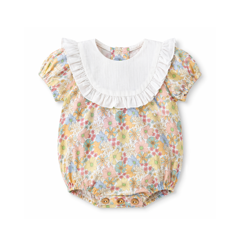 Fofo floral de bebé com gola branca