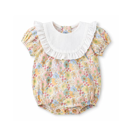 Fofo floral de bebé com gola branca