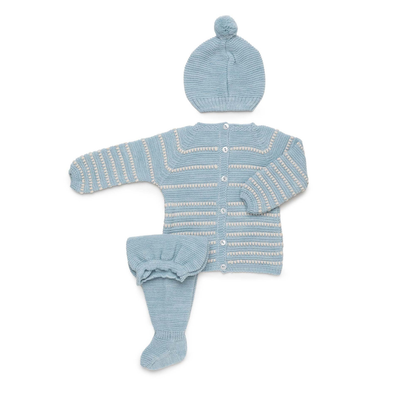 Conjunto de Malha Azul para Bebé com Riscas – Juliana