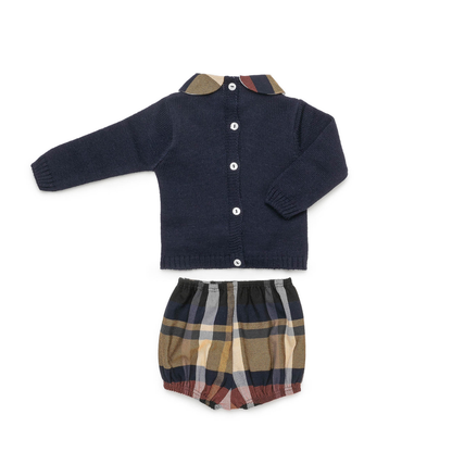 Conjunto para Bebé Azul-Marinho com Ursinho e Xadrez – Juliana