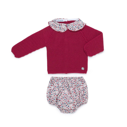 Conjunto de Bebé em Malha com Gola Floral - Juliana