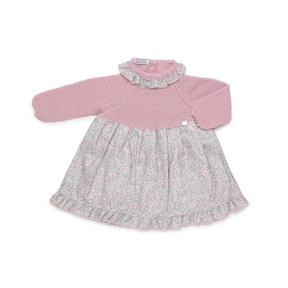 Vestido Rosa de Malha com Flores - Juliana