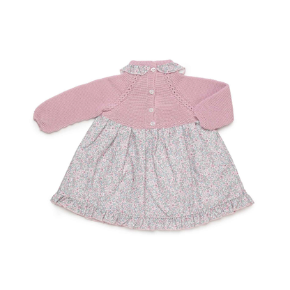 Vestido Rosa de Malha com Flores - Juliana