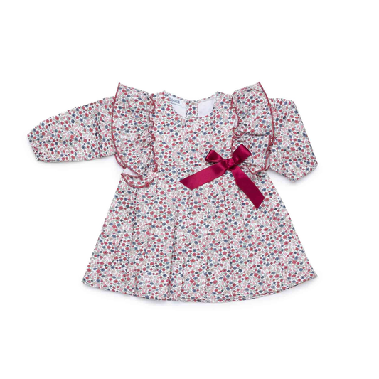 Vestido Floral com Folhos e Laço- Juliana