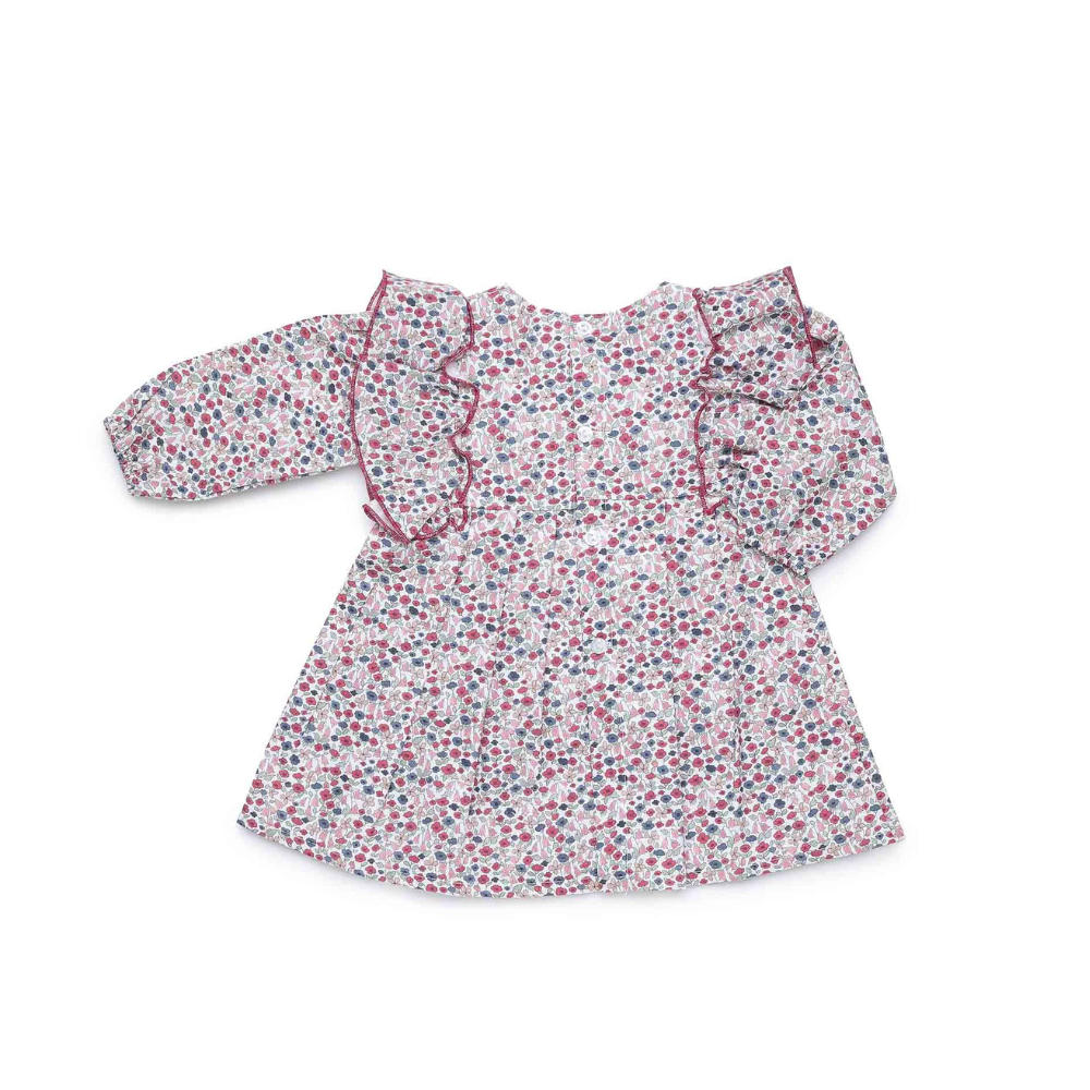 Vestido Floral com Folhos e Laço- Juliana