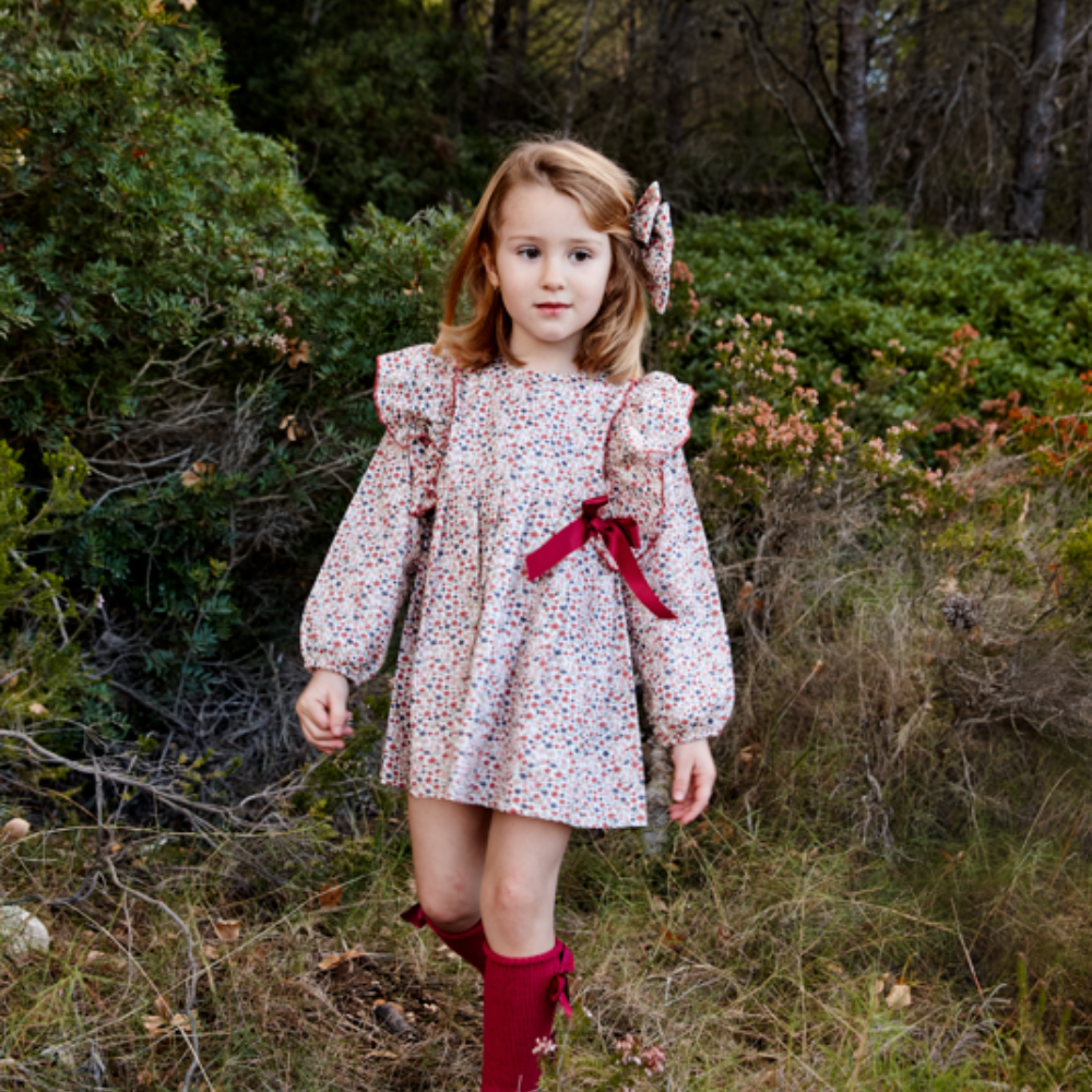 Vestido Floral com Folhos e Laço- Juliana