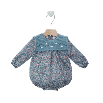 Fofo Floral Azul com Peitilho de Malha - Marta Y Paula