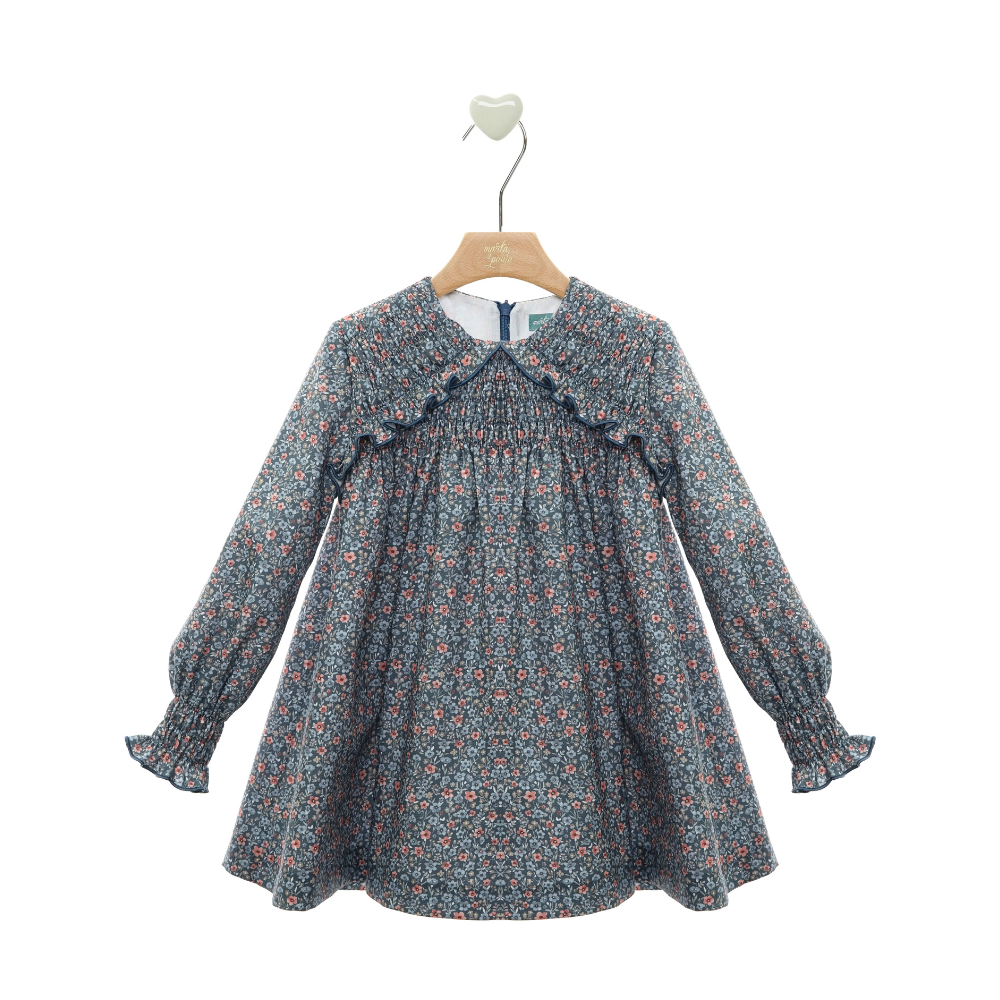 Vestido Floral Azul com Folhos - Marta Y Paula