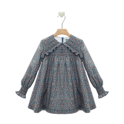 Vestido Floral Azul com Folhos - Marta Y Paula