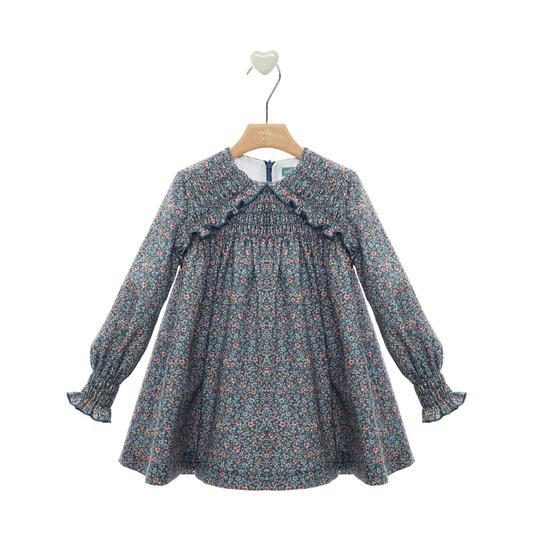 Vestido Floral Azul com Folhos - Marta Y Paula