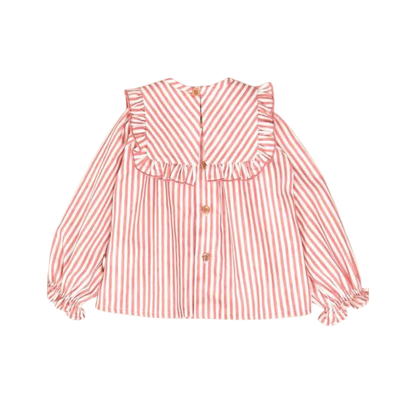 Camisa às Riscas Vermelhas com Folhos - Cocote