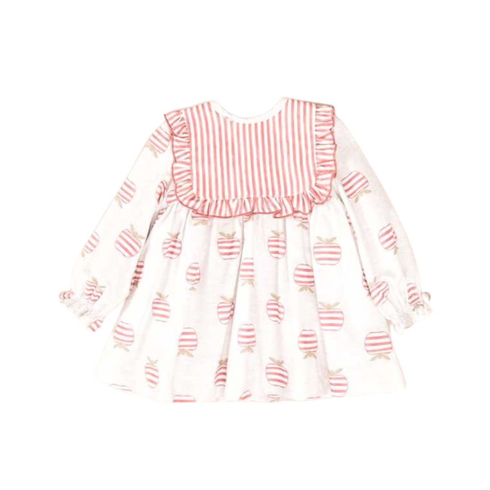 Vestido Cinza-Claro com Maçãs Vermelhas - Cocote