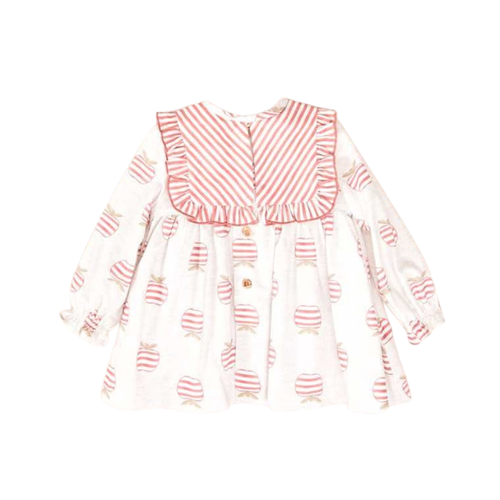 Vestido Cinza-Claro com Maçãs Vermelhas - Cocote