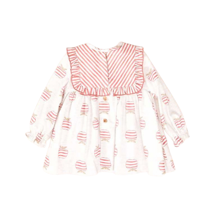 Vestido Cinza-Claro com Maçãs Vermelhas - Cocote