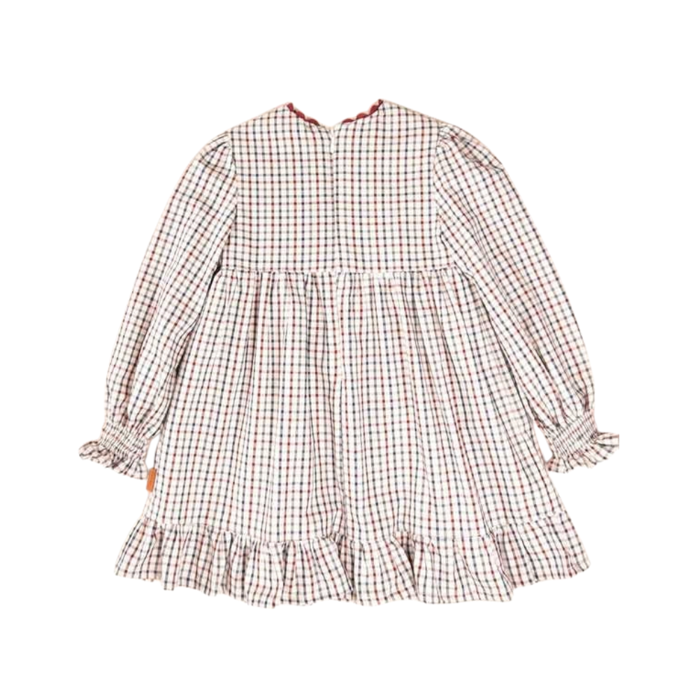 Vestido Xadrez com Detalhes Bordô - Cocote