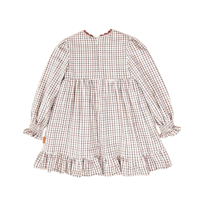 Vestido Xadrez com Detalhes Bordô - Cocote