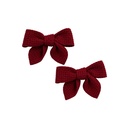 Conjunto de 2 Laços de Cabelo Bordô Texturizados
