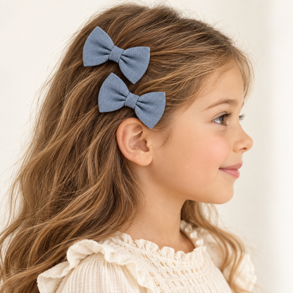 Conjunto de 2 Laços de Cabelo em Tecido Azul Claro