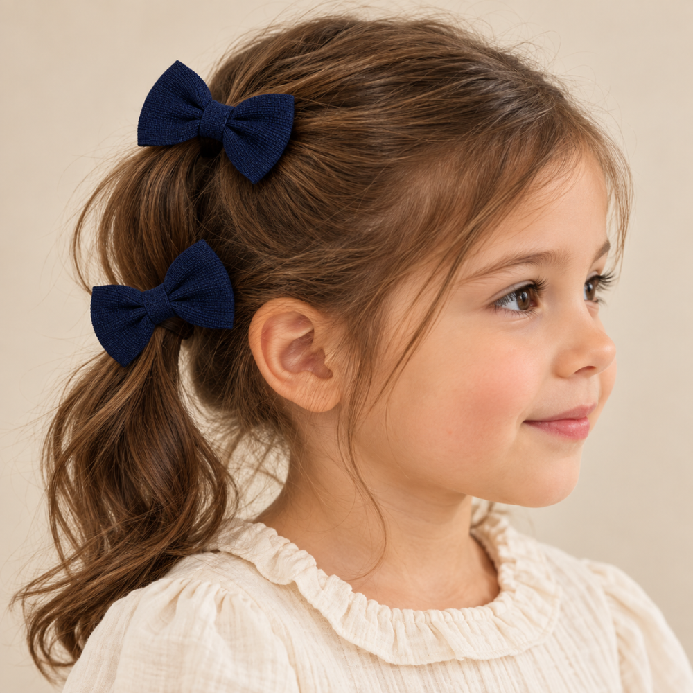 Conjunto de 2 Laços de Cabelo Azul-Marinho