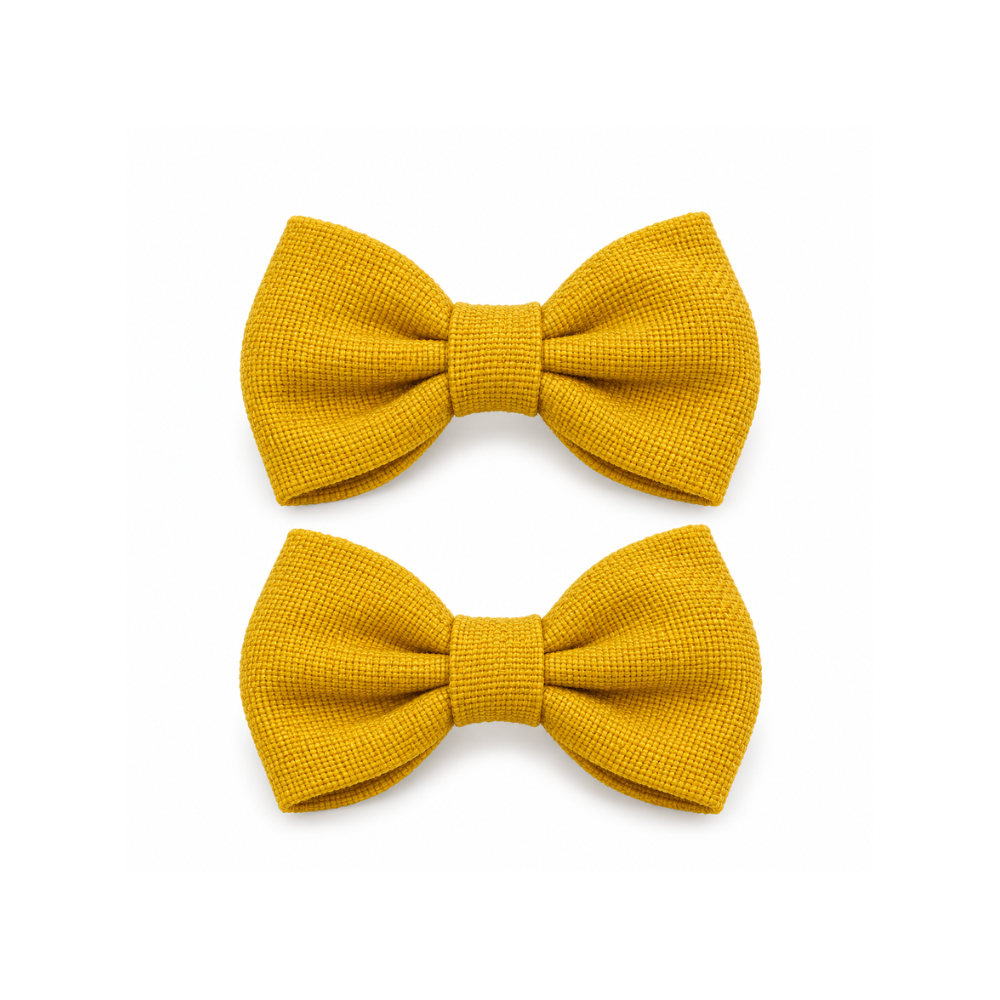 Conjunto de 2 Laços de Cabelo Amarelo-Mostarda