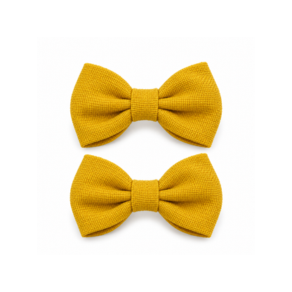 Conjunto de 2 Laços de Cabelo Amarelo-Mostarda