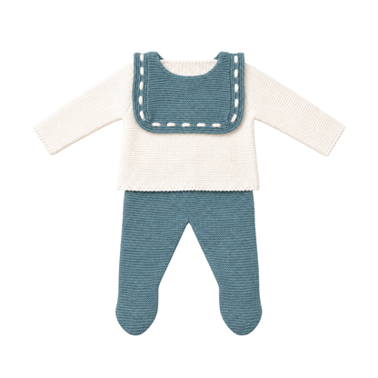 Conjunto de Malha para Bebé Branco e Verde Azulado - Sigar