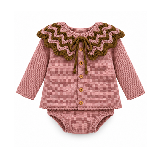Conjunto de Bebé em Malha Rosa Velho